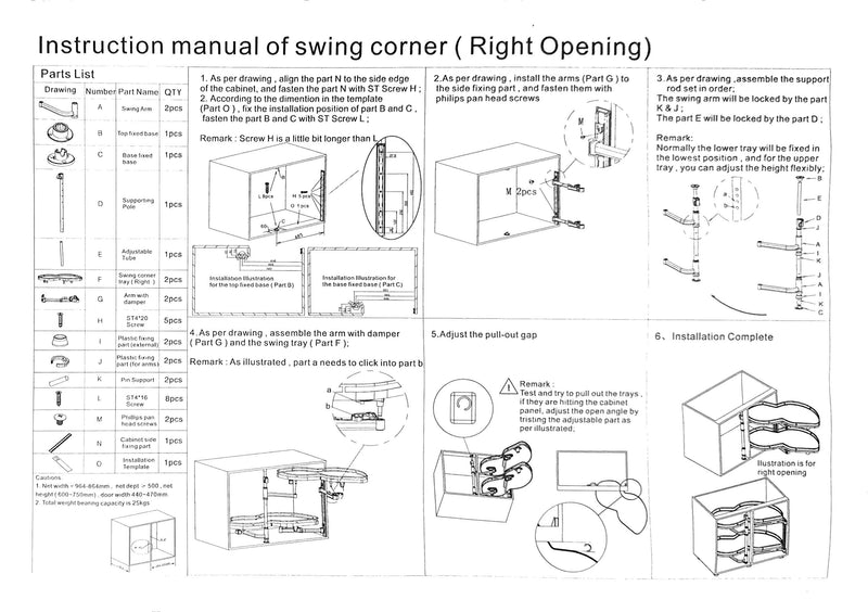 Kitchen Storage  - Swing Trays Right Opening